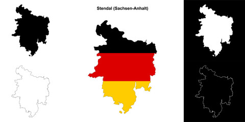 Stendal (Sachsen-Anhalt) blank outline map set
