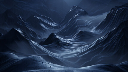 Dark blue mountain range. Dark blue mountain range, an otherworldly landscape with rolling hills and smooth textures.