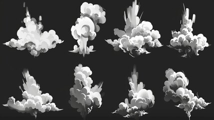 VFX 2D VFX Clipart element for vapor, steam, smoke, dust, and explosions.