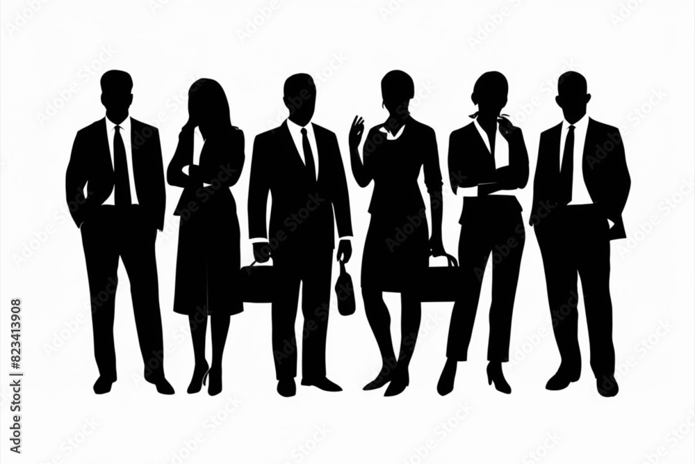 Sticker A set of business persons, business people silhouettes