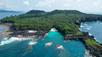 Aerial view from Bateria beach Sao Tome.