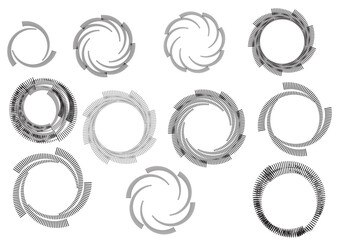 Abstract round geometric shape icon,vector lines black-white background, Geometrical monochrome design.