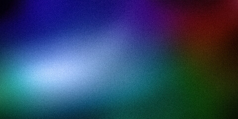Multicolor grainy gradient blur with dark purple green turquoise blue red ultramarine gray. Ultra-wide abstract background, perfect for design, banners, wallpapers, templates, posters, and desktops