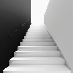 Step stair flat design front view development theme 3D render black and white