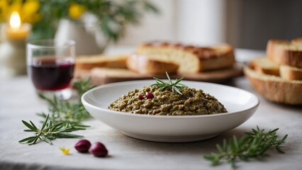 Tapenade - Olive paste served with bread.
