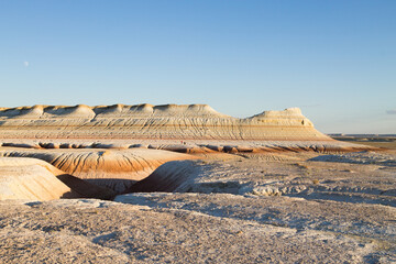 Kyzylkup area landscape, Mangystau desert. Rock strata formation