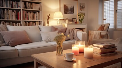 Fototapeta premium lights blurred family home interior