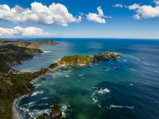 Aerial view of Pacific Ocean against the Los Muermos, Chile Pacific Ocean © Wirestock