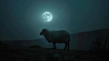 Sheep under the moonlight for a peaceful night themed design