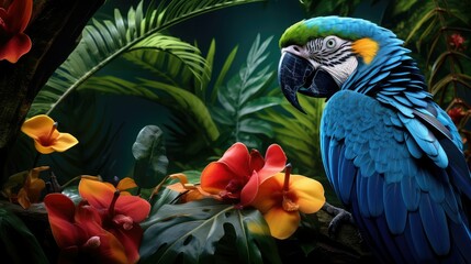 Fototapeta premium vibrant blue macaw