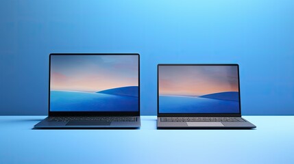 Fototapeta premium sleek laptop blue background