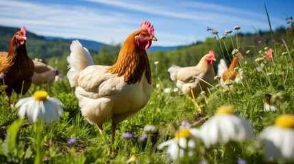 Fototapeta premium range chicken eggs production