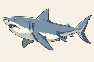 Obraz premium Cartoon Shark with Stripes: Full Body Vector Illustration of Shark with Unique Markings