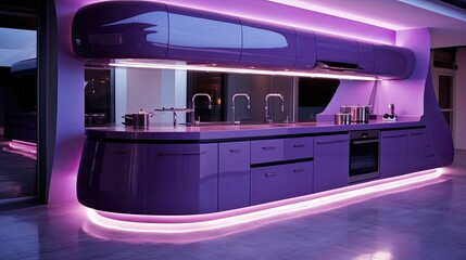 minimalist purple kitchen