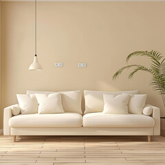 Modern Minimalist Interior Design with Elegant Sofa and Decorative Plant
