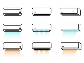 Vector icon collection about air conditioners, air conditioning and energy
