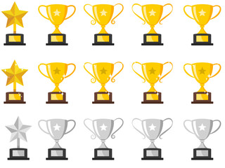 Trophy design color icon collection about awards and awards
