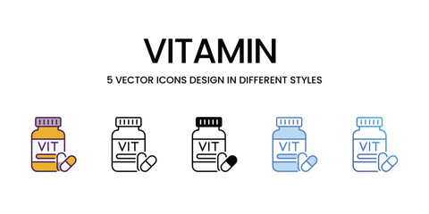 Vitamin  Icons different style vector stock illustration