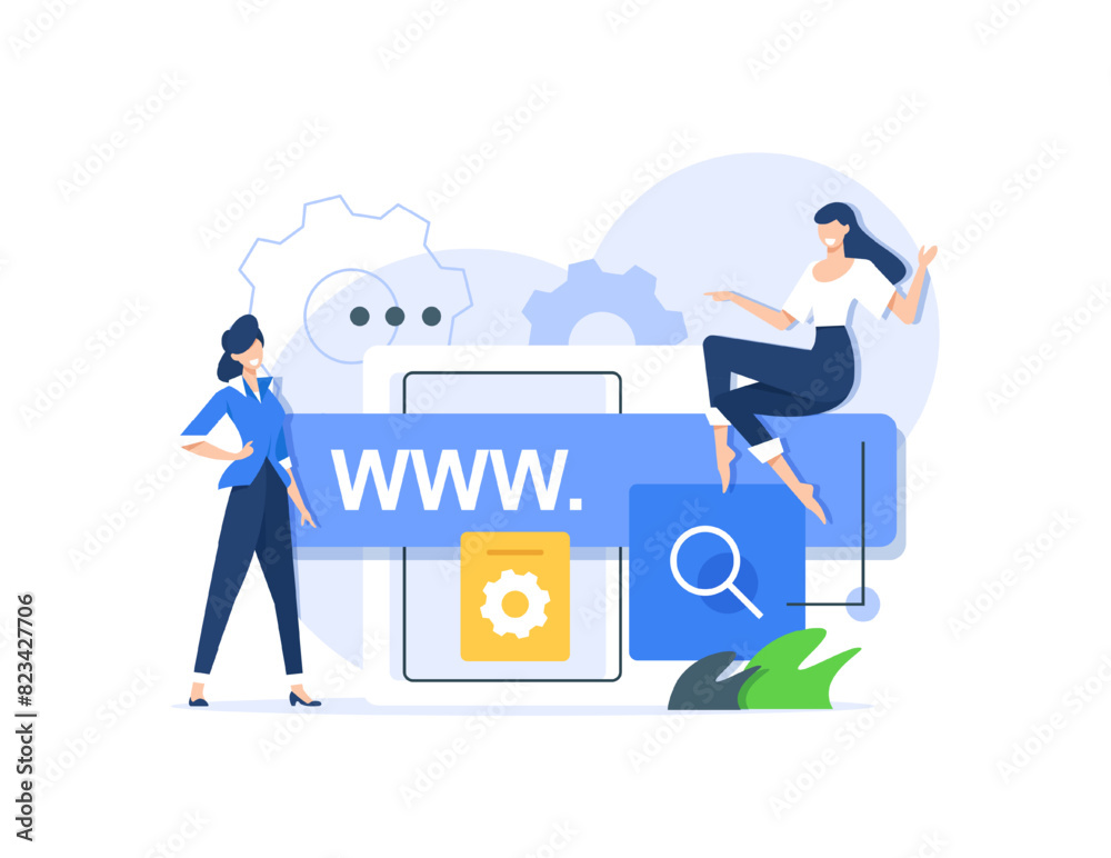 Poster landing page template of domain. modern flat design concept of web page design for website and mobil