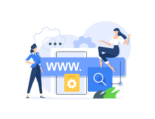Obraz premium Landing page template of domain. Modern flat design concept of web page design for website and mobile website. Easy to edit and customize