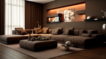 curtains brown livingroom