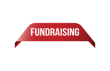 Red banner fundraising on white background.