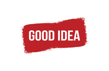 Brush style Good idea red banner design on white background.