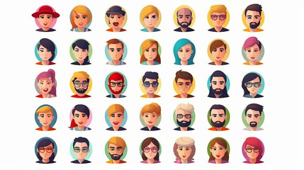 Diverse Set of People Avatar Faces for Video Games and Social Networks - Profile Pictures of Men and Women for Internet Forums and User Accounts