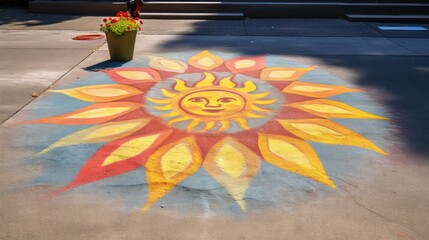 sidewalk sun chalk drawing