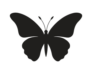 Silhouette of a butterfly isolated on a white background.