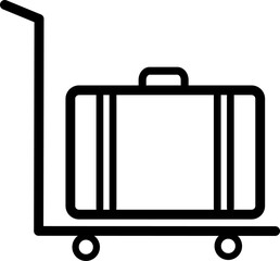 Luggage trolley with suitcase icon. Replaceable vector design.