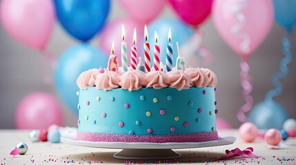 message pink and blue birthday cake