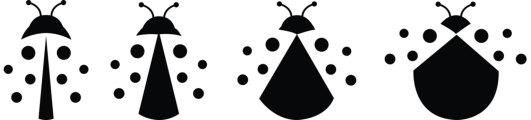 ladybug set. Vector dotted or polka dot pattern. Let spring begin. ladybug sign represents protection, resistance, luck and prosperity, but also symbol of senseless violence. on transparent background © Rabia