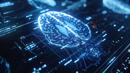 Fototapeta premium Abstract 3d rendering of futuristic digital brain concept illustration with artificial intelligence and cuttingedge technology circuitry in a cybernetic neural network