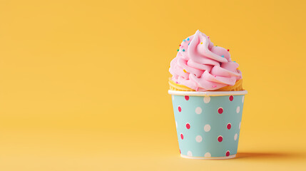 Ice cream in colorful polka dot cups
