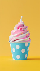 Ice cream in colorful polka dot cups