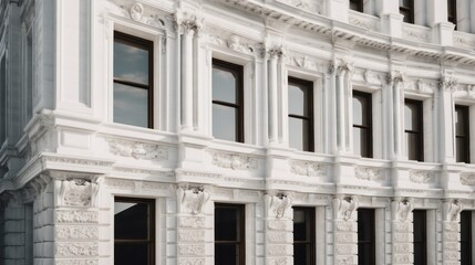Naklejka premium Close-up of the facade of a building with white columns.