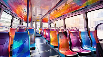 Fototapeta premium colors city bus interior