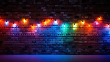 vibrant brick wall with lights
