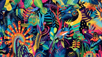 Colourful abstract illustration, inspired wallpaper