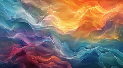 Obraz premium A digital artwork depicting waves of varying colors and shapes, symbolizing the diverse frequencies that influence our intuitive perceptions.