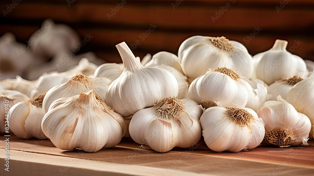 Poster cooking raw garlic fresh