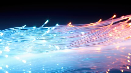 glow fiber optic cable white background