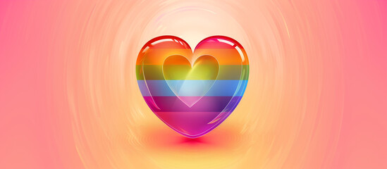 Vivid heart on a wide gradient reflecting LGBTQ pride, designed for message placement.