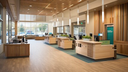 spacious bank interior