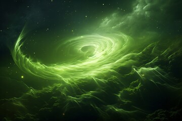 a green swirl in the sky