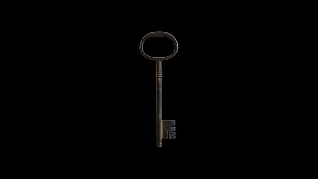rotating gold key | keys 3d mov transparent 4K