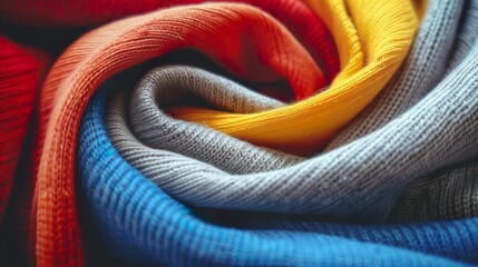 Colorful Swirl of Soft Knitted Fabrics - AI Generative