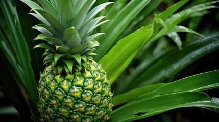 small green pineapple fruit