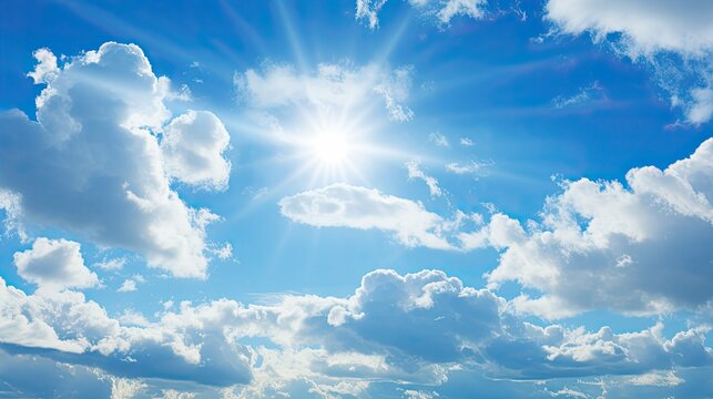 bright blue sky sun